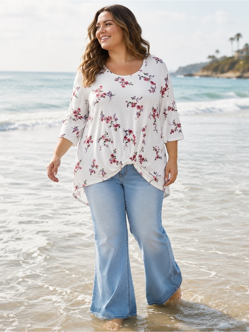Title: Love & Legend Floral Knot Front Top – Size 3X